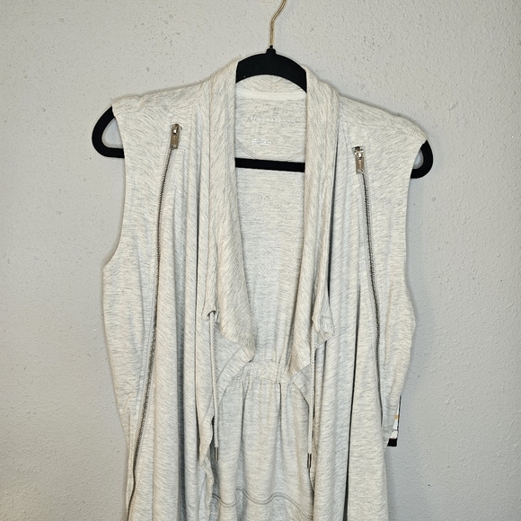 Donna Karan Active Open Cardigan Jacket Womens S Vest Zippers Logo Gray - Picture 3 of 14